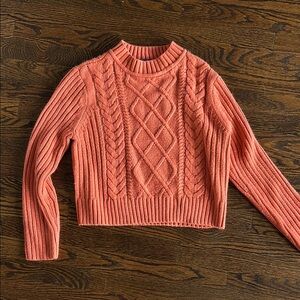 Tommy Hilfiger Pink Cable Knit Crew Neck Sweater